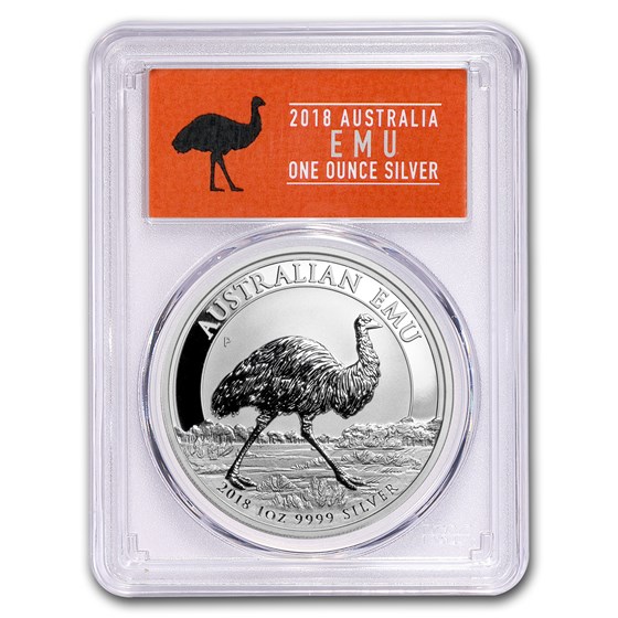 2018 Australia 1 oz Silver Emu MS-70 PCGS (FS, Emu Label) 2018 Australia 1 oz Silver Emu MS-70 PCGS (FS, Emu Label)